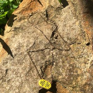 Yellow Pendant Necklace 15”+3”